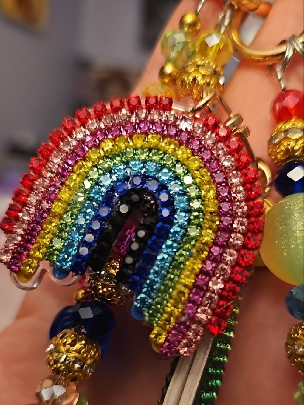 Multicolor Crystal Rainbow Purse Charm - Picture 3 of 5